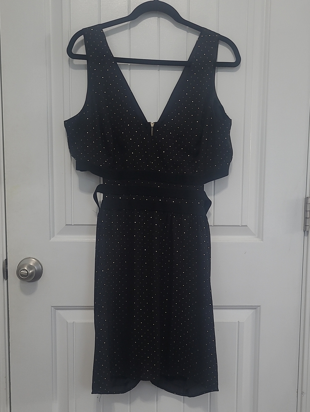 bebe Black Mini Dress with Sparkle Studs